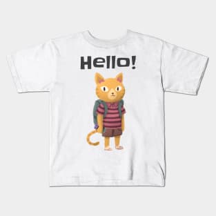 Cat says hello Kids T-Shirt